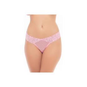 Shorty rose en fine résille et large ceinture dentelle 
